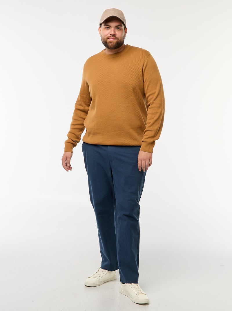 Calças chino lisas em algodão stretch Azul - Kiabi