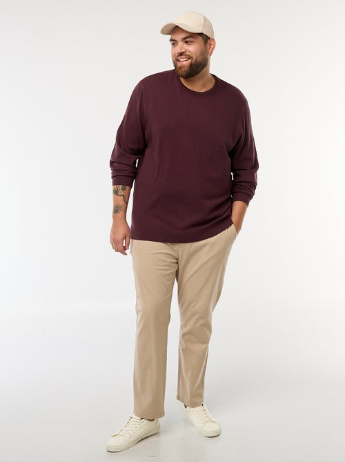 Calças chino lisas em algodão stretch - Kiabi