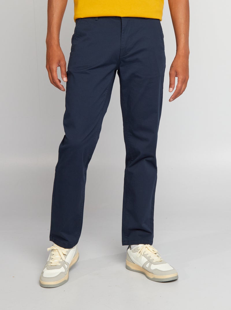 Calças chino regulares  -  L32 Azul Marinho - Kiabi