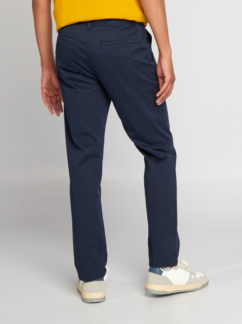 Calças chino regulares  -  L32 Azul Marinho - Kiabi