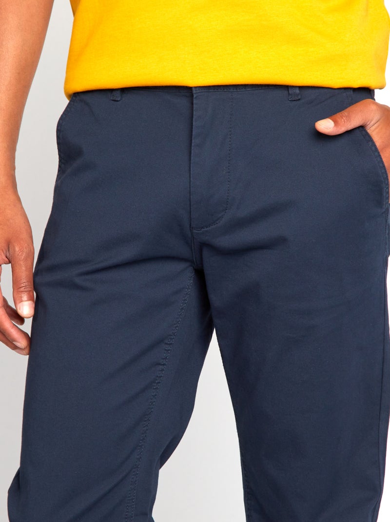 Calças chino regulares  -  L32 Azul Marinho - Kiabi