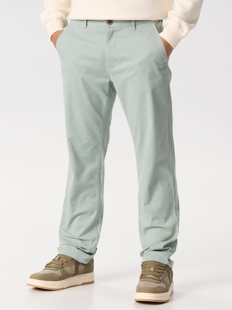 Calças chino regulares  -  L32 Azul - Kiabi