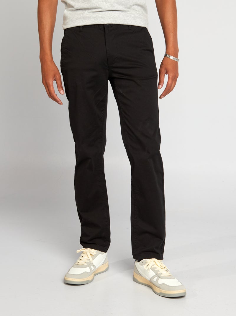 Calças chino regulares  -  L32 Preto - Kiabi