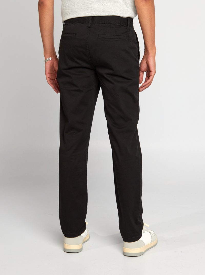 Calças chino regulares  -  L32 Preto - Kiabi