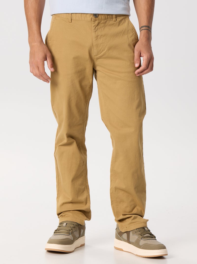 Calças chino regulares  -  L32 Verde - Kiabi