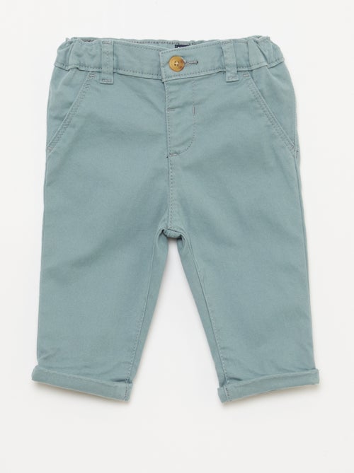 Calças chino retas em algodão stretch - Kiabi