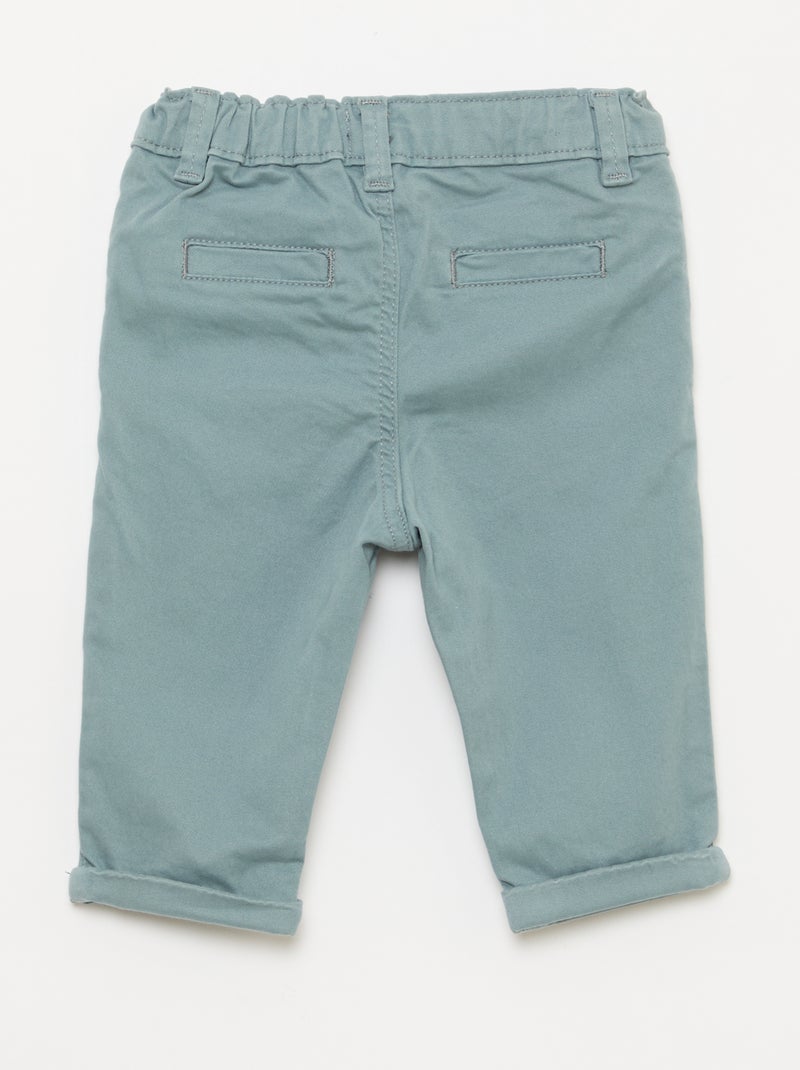 Calças chino retas em algodão stretch Azul - Kiabi