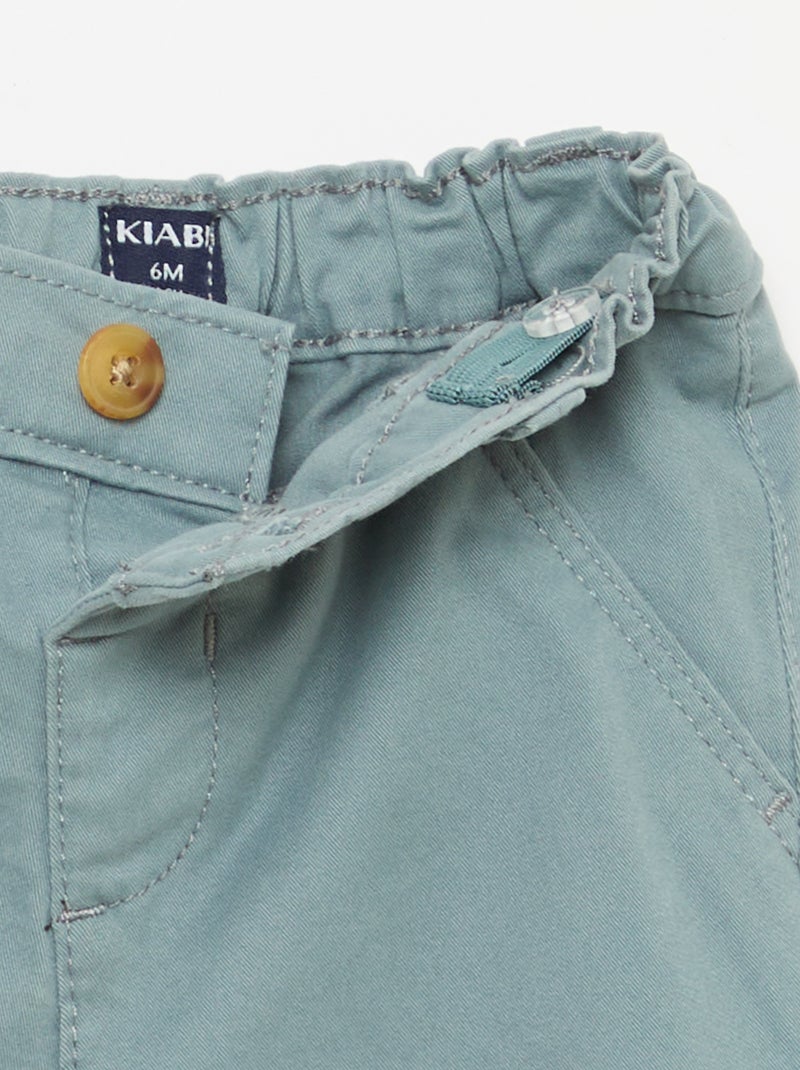 Calças chino retas em algodão stretch Azul - Kiabi