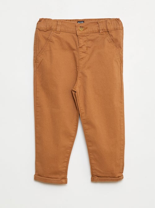 Calças chino retas em algodão stretch - Kiabi