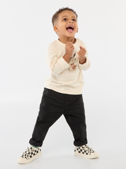 Calças chino retas em algodão stretch - Kiabi