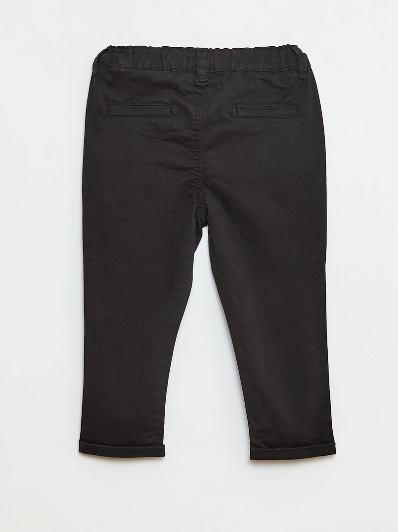Calças chino retas em algodão stretch Preto - Kiabi