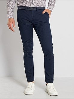 Calças chino skinny com cinto - Kiabi