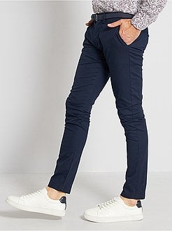 Calças chino skinny com cinto - Kiabi