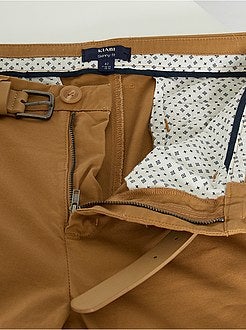Calças chino skinny com cinto - Kiabi