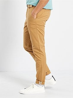 Calças chino skinny com cinto - Kiabi