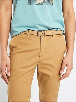 Calças chino skinny com cinto - Kiabi