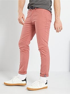 Calças chino skinny com cinto - Kiabi