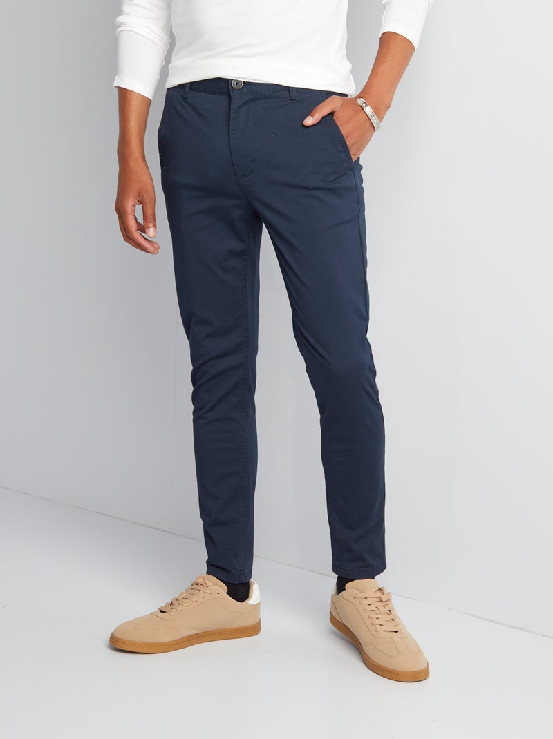 Calças chino skinny L30 Azul Marinho - Kiabi