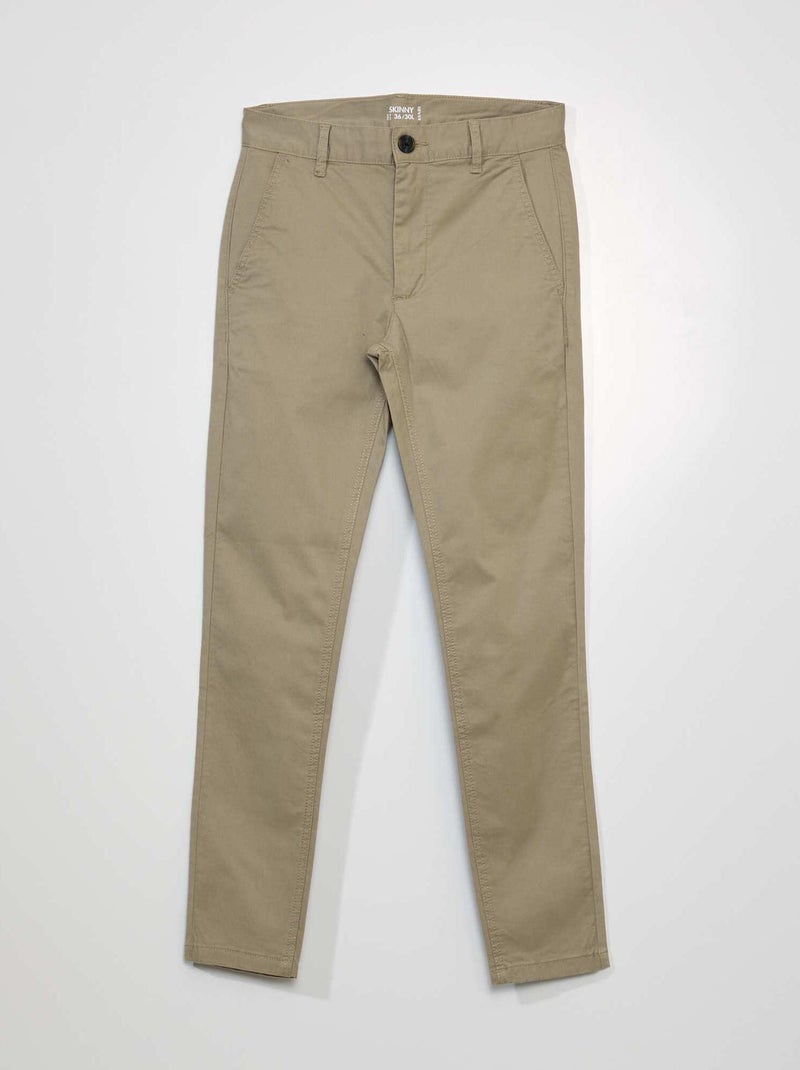 Calças chino skinny L30 BEGE - Kiabi