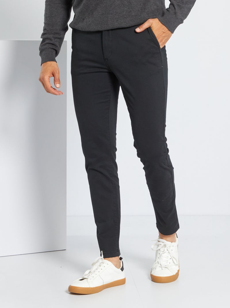 Calças chino skinny L30 Preto - Kiabi