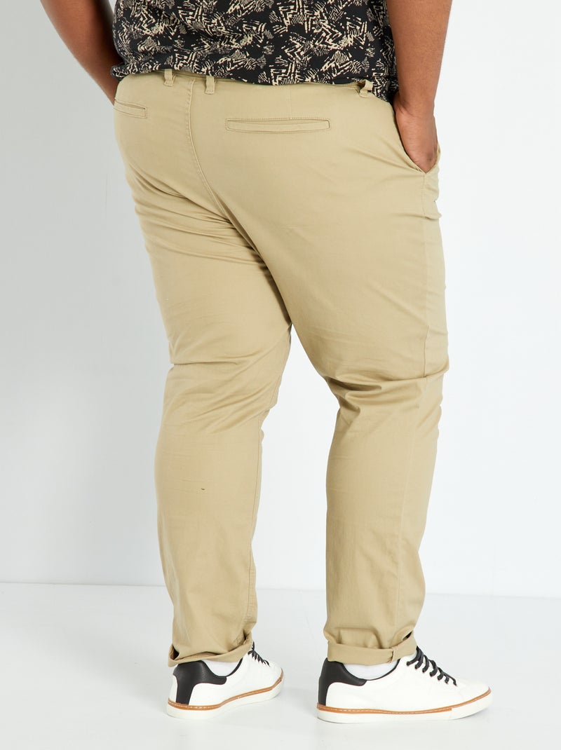 Calças chino slim  - L32 Bege Mesclado - Kiabi
