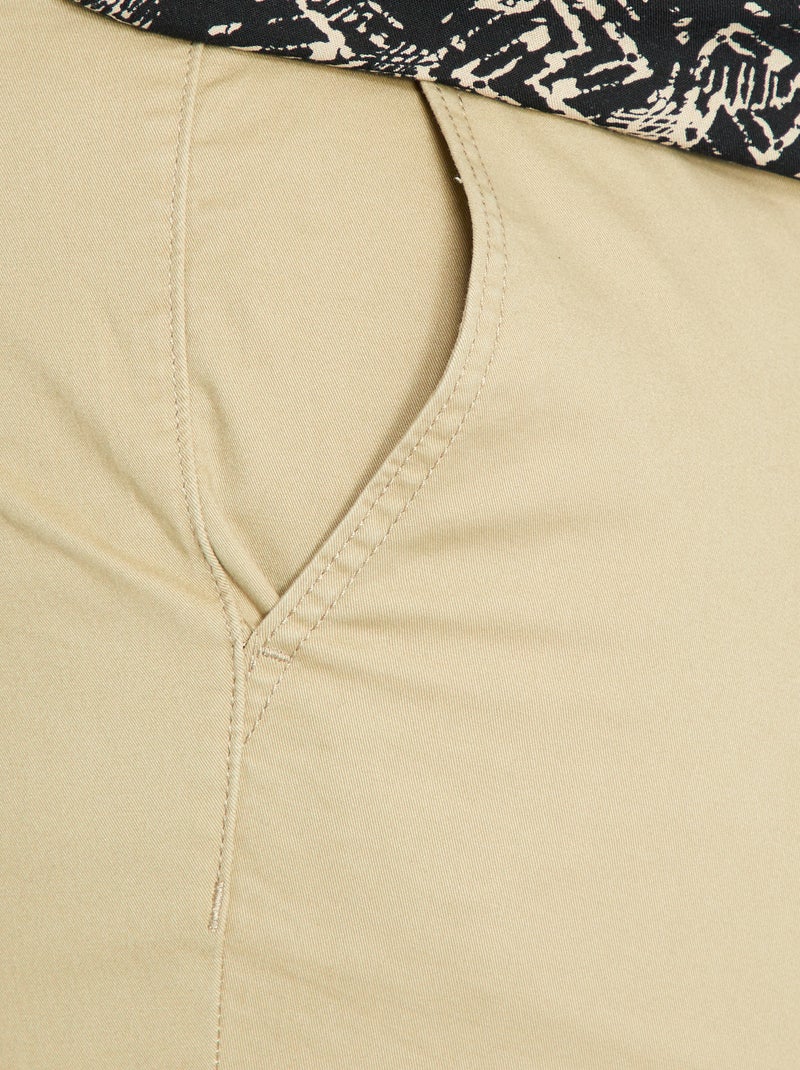 Calças chino slim  - L32 Bege Mesclado - Kiabi