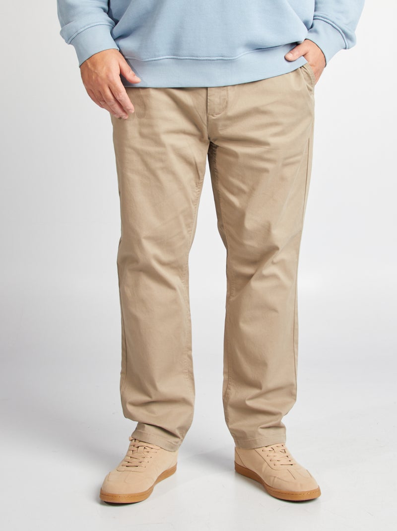 Calças chino slim  - L32 CASTANHO - Kiabi