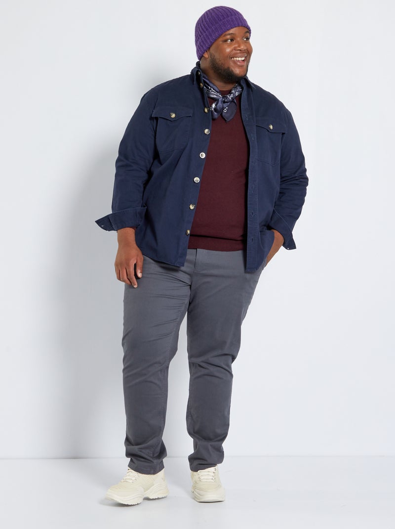 Calças chino slim  - L32 Cinza Escuro - Kiabi