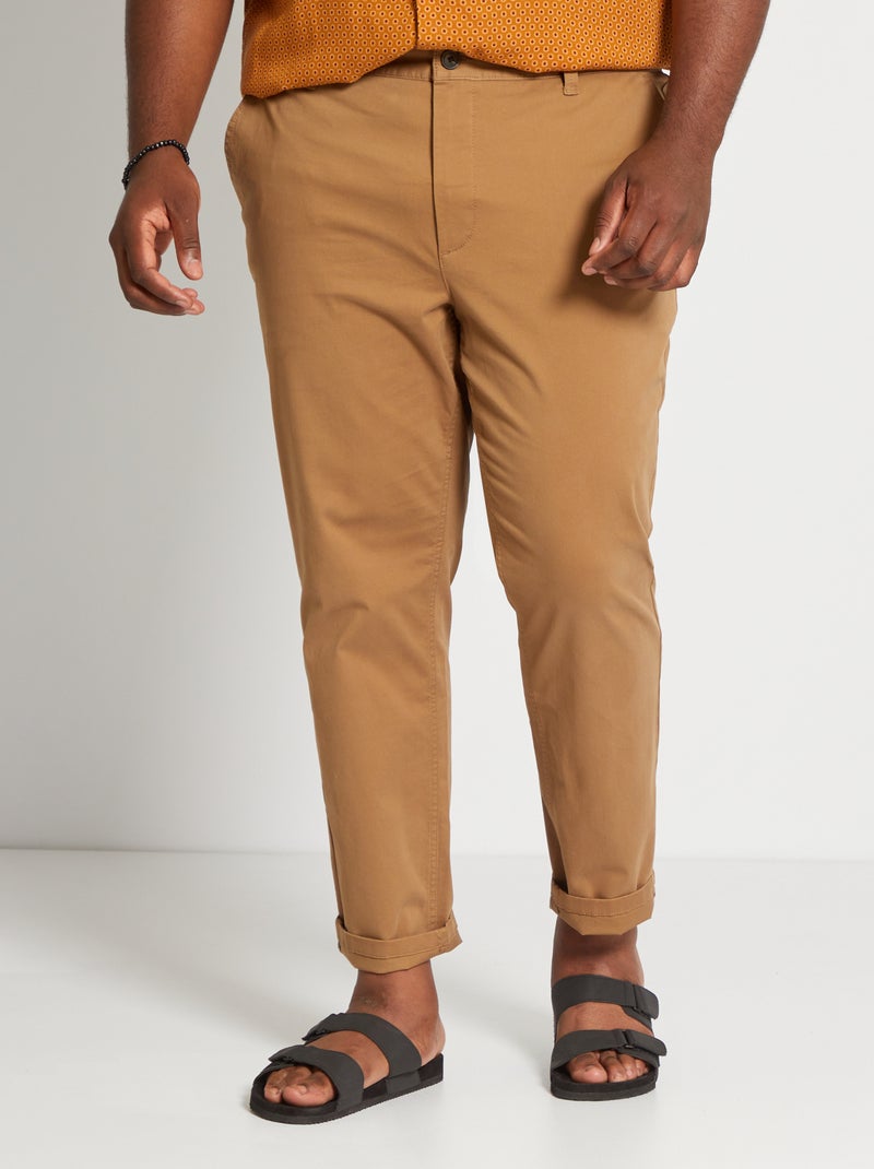 Calças chino slim  - L32 Marrom - Kiabi