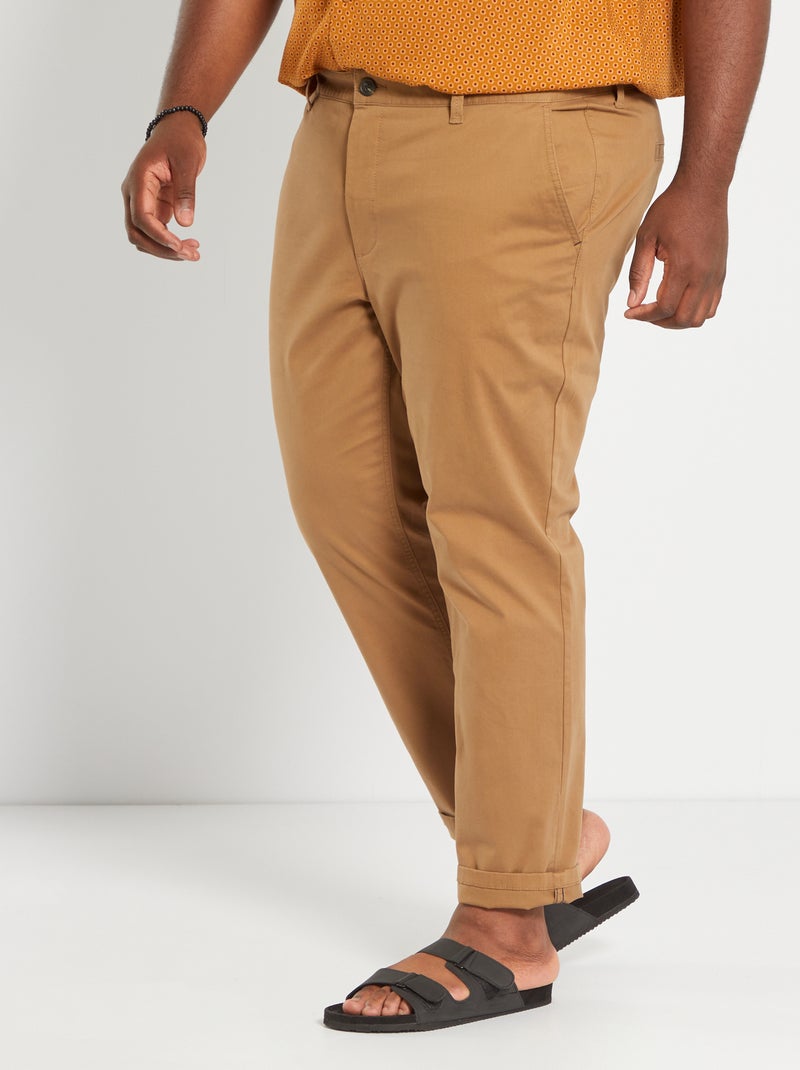Calças chino slim  - L32 Marrom - Kiabi