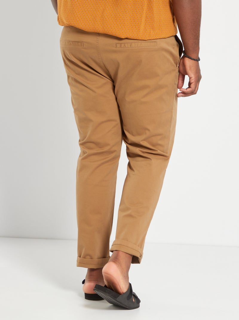 Calças chino slim  - L32 Marrom - Kiabi