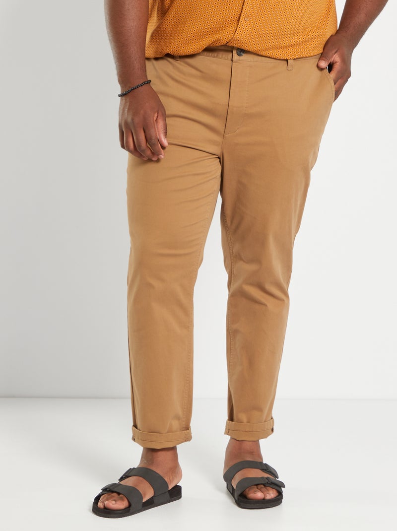 Calças chino slim  - L32 Marrom - Kiabi