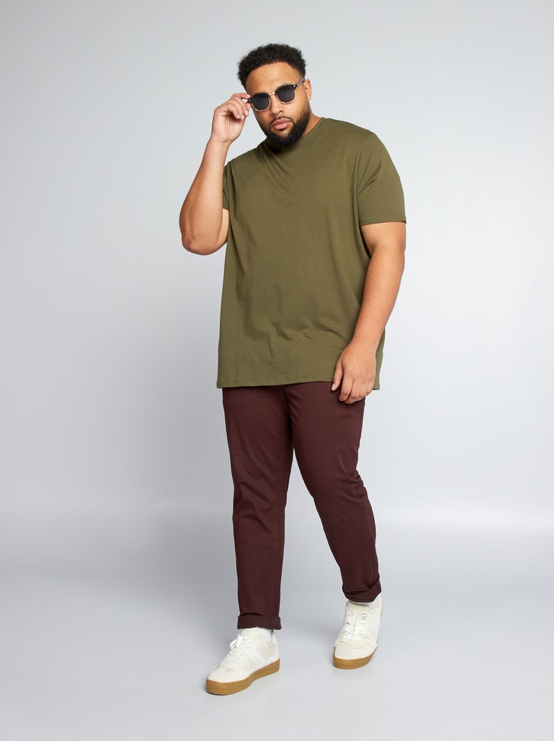 Calças chino slim  - L32 ROXO - Kiabi