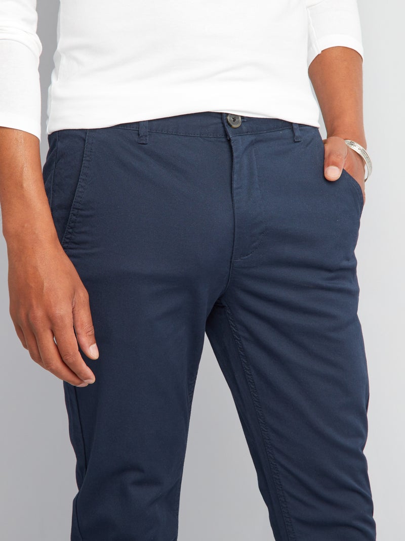 Calças chino slim  - L34 Azul Marinho - Kiabi