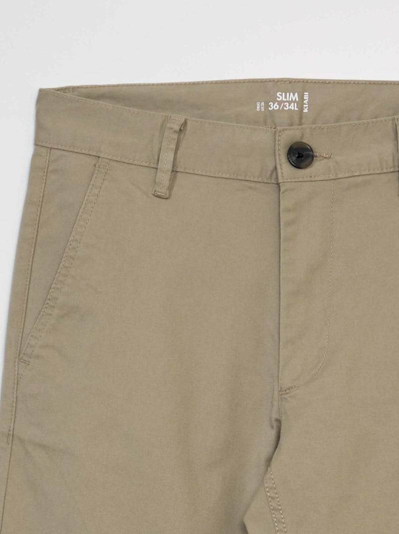 Calças chino slim  - L34 BEGE - Kiabi
