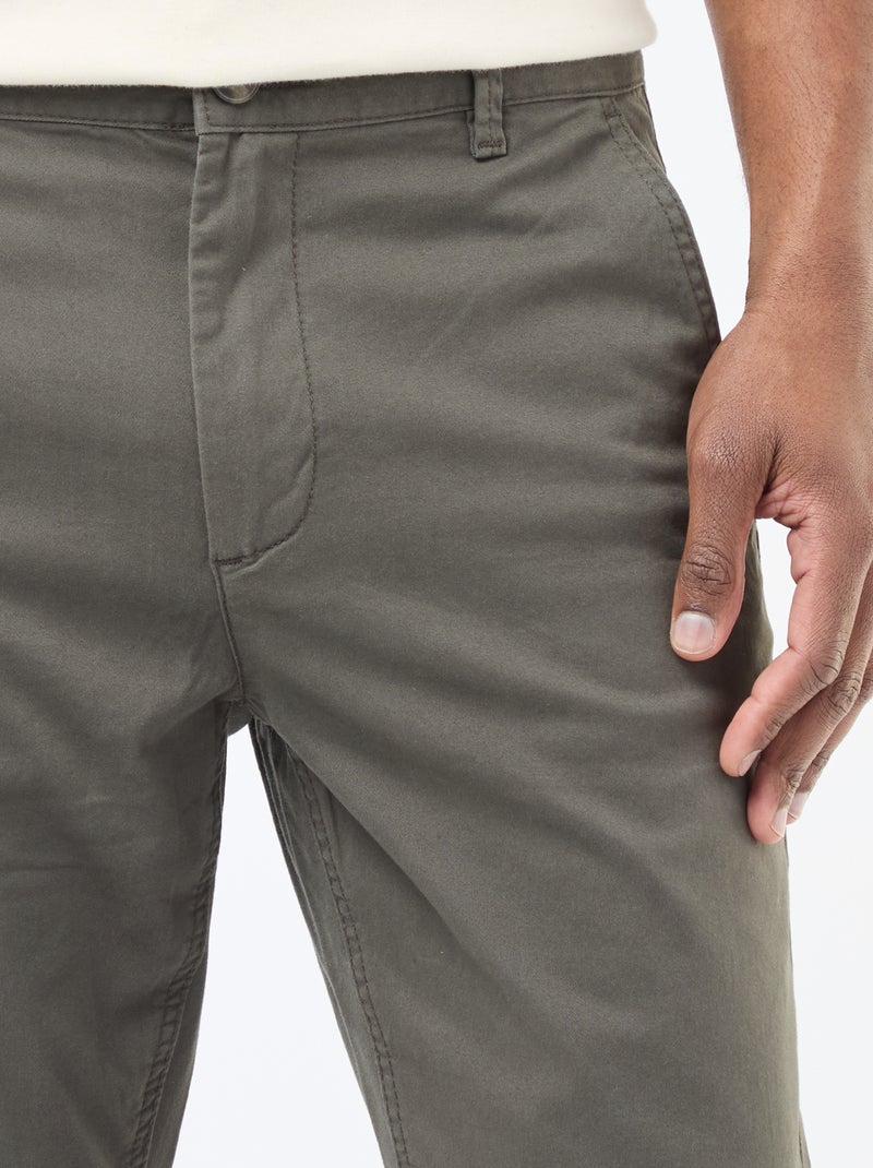 Calças chino slim  - L34 Caqui - Kiabi