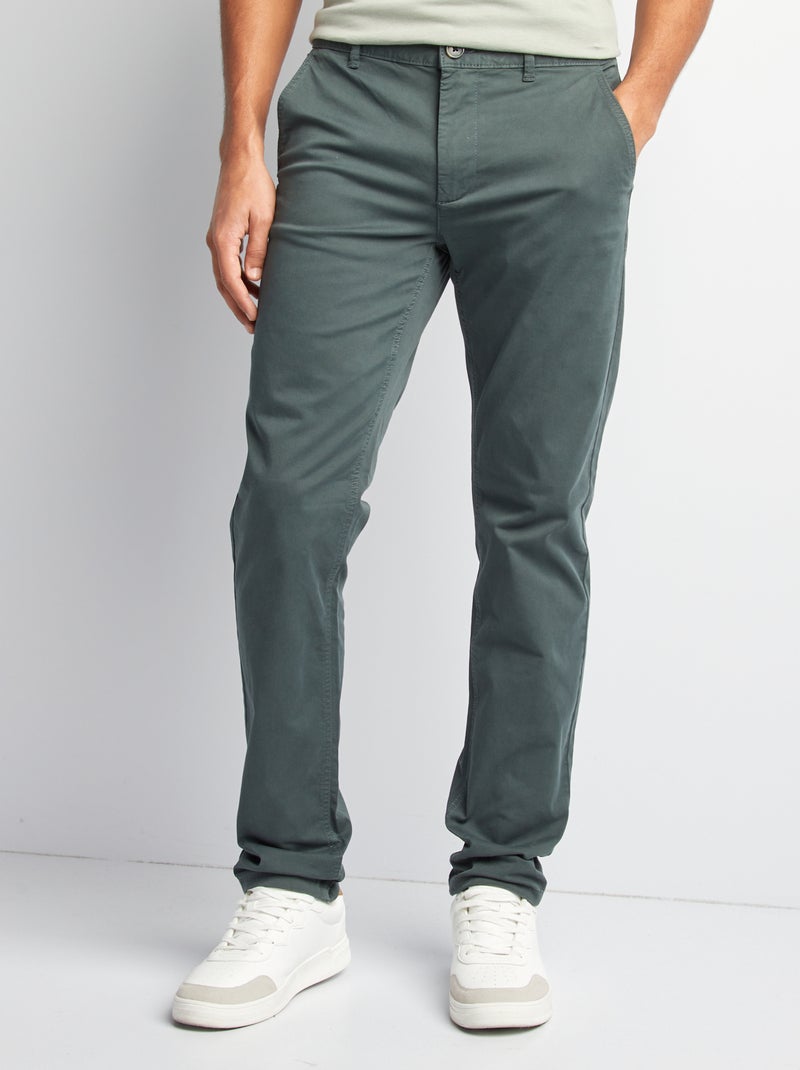 Calças chino slim  - L34 CAQUI - Kiabi