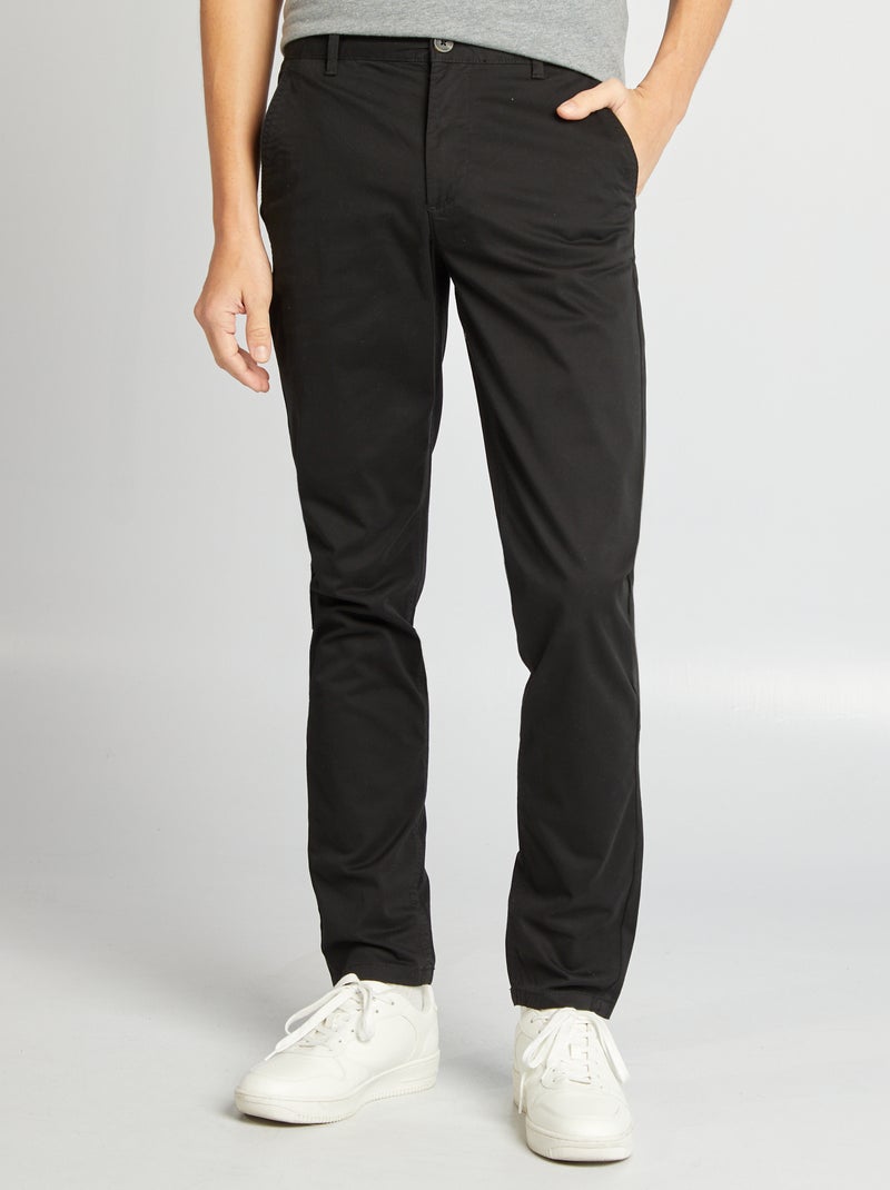 Calças chino slim  - L34 PRETO - Kiabi