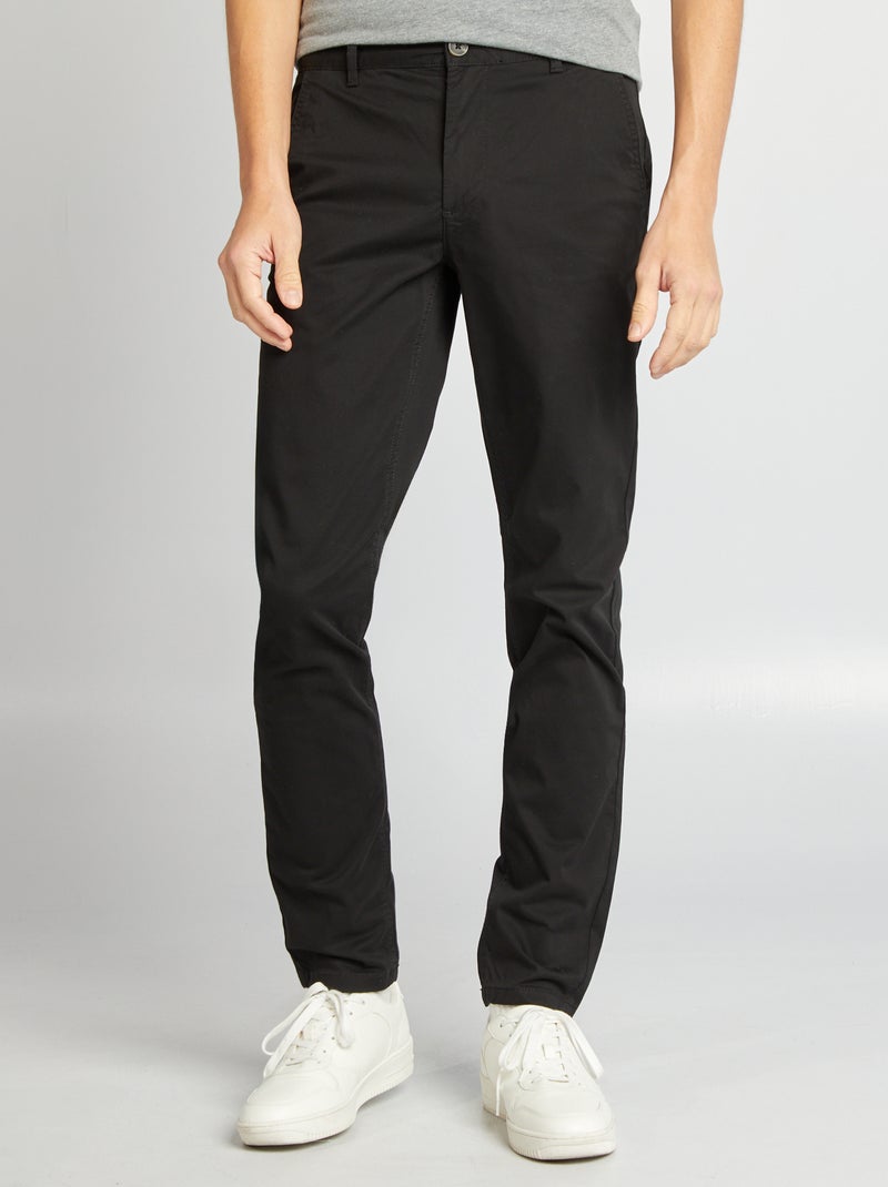 Calças chino slim  - L34 PRETO - Kiabi