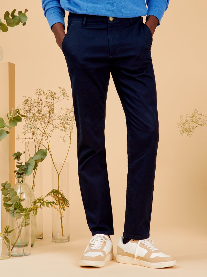Calças chino slim AZUL - Kiabi