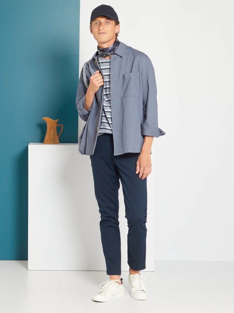 Calças chino slim Azul Marinho - Kiabi