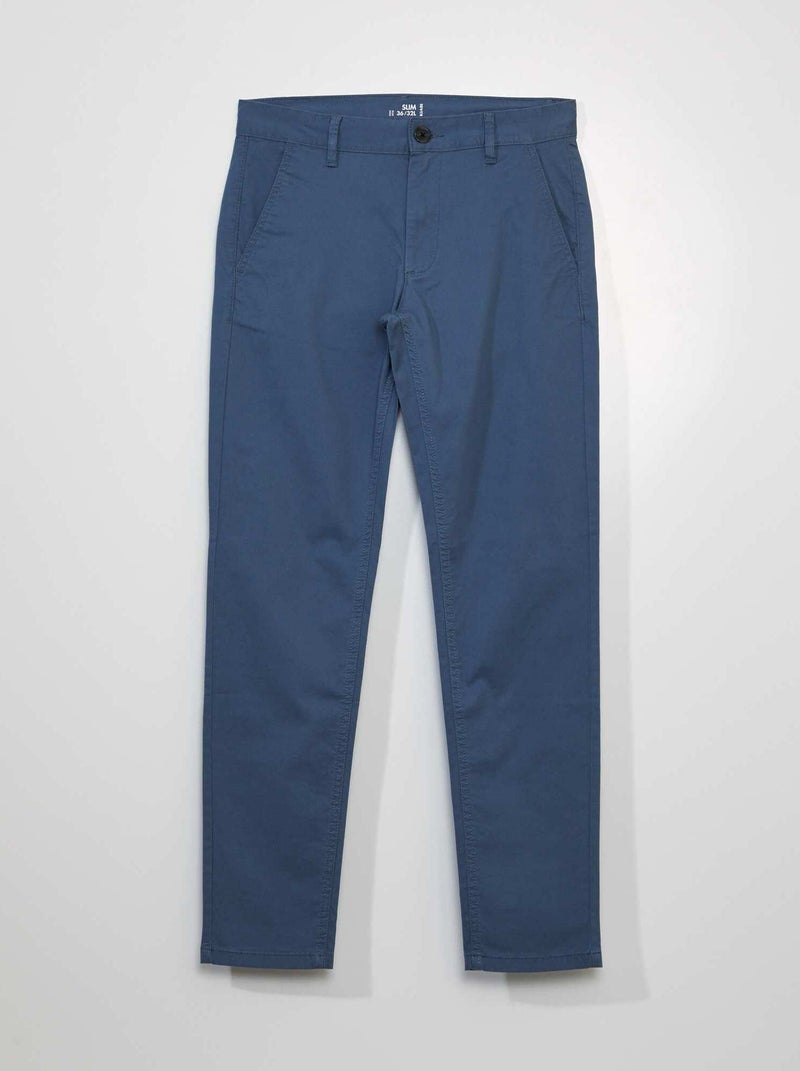 Calças chino slim AZUL - Kiabi