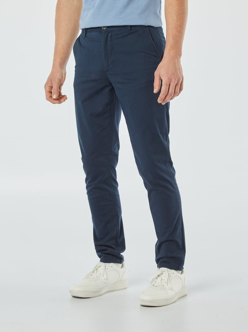 Calças chino slim azul - Kiabi