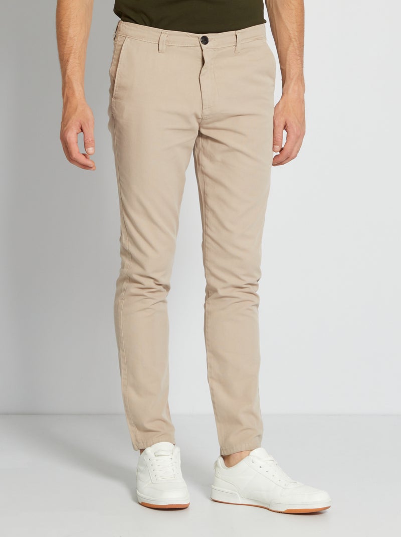 Calças chino slim bege - Kiabi