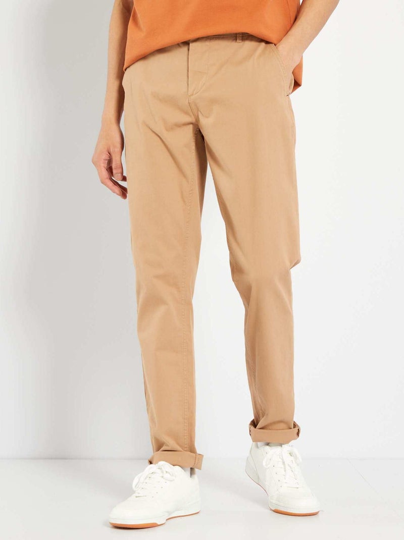 Calças chino slim beige - Kiabi