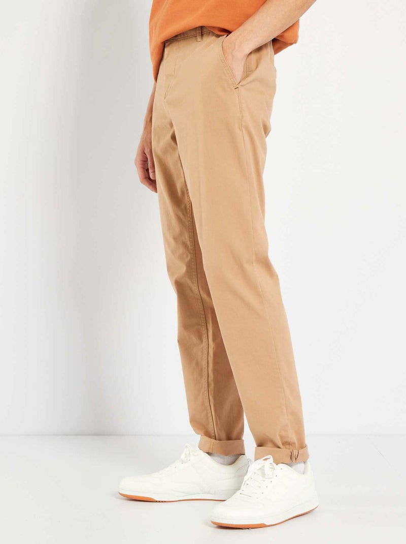 Calças chino slim beige - Kiabi