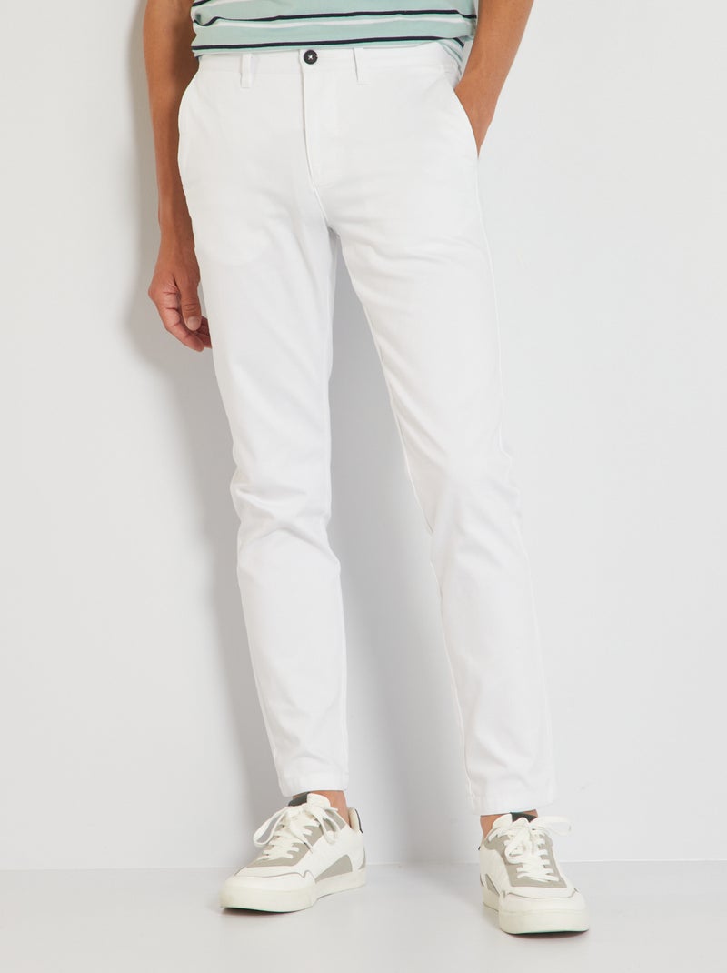 Calças chino slim Branco - Kiabi