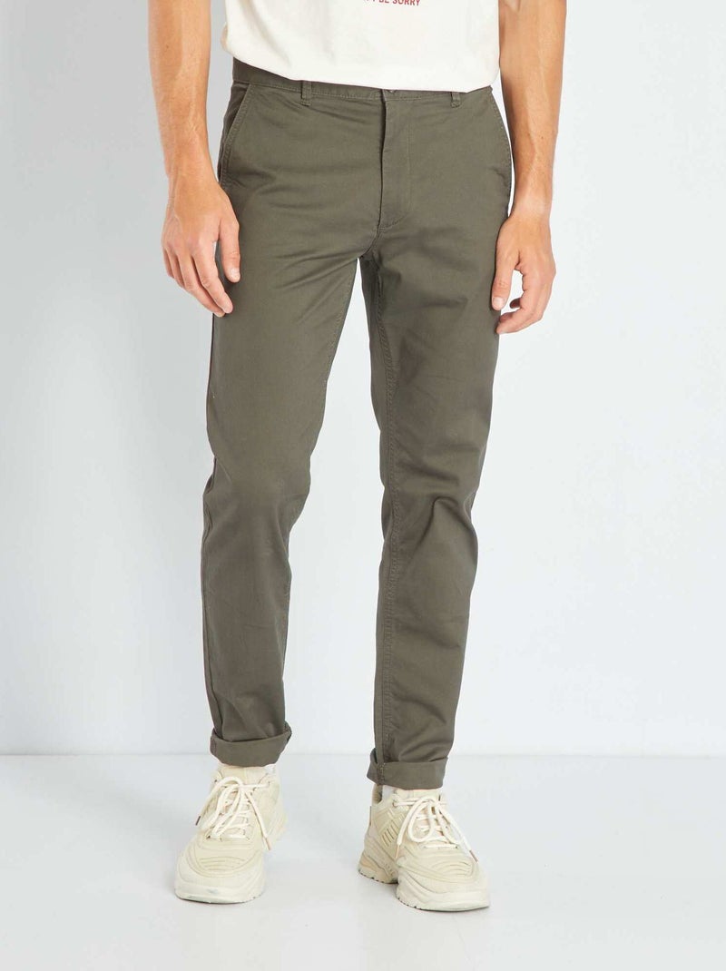 Calças chino slim CAQUI - Kiabi
