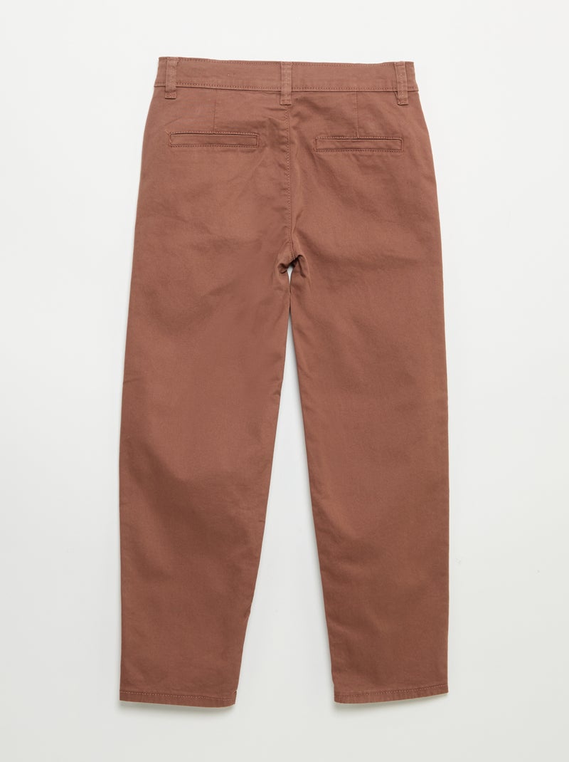 Calças chino slim Castanho - Kiabi