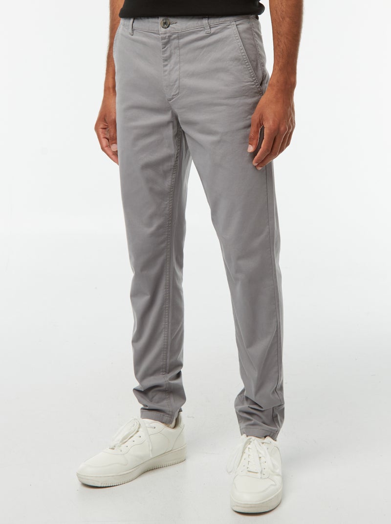 Calças chino slim Cinza - Kiabi